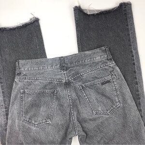 X Girl Low Rise Wide Leg Jean Size S Raw Hem Distress Gray